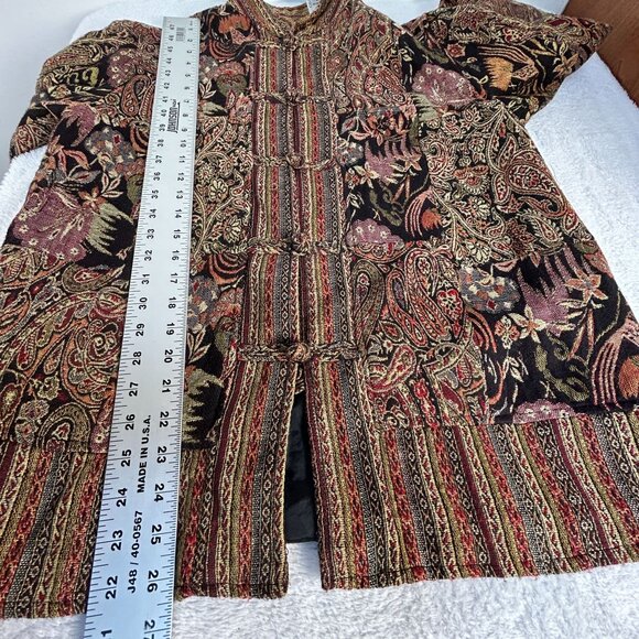 White Stag Womens Brocade Tapestry Jacket Small Black/Red Paisley Damask Print - Picture 9 of 10